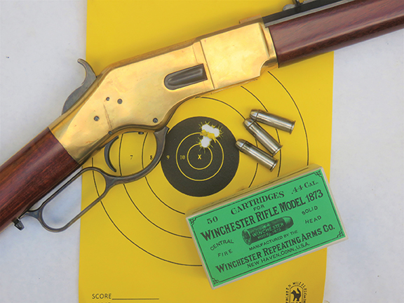 The author’s 1866 Short Rifle along with a good three-shot group.